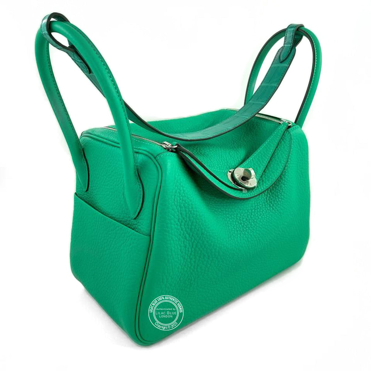 Hermes Lindy 26cm Menthe Vert Jade Touch Matte Croc Clemence PHW
