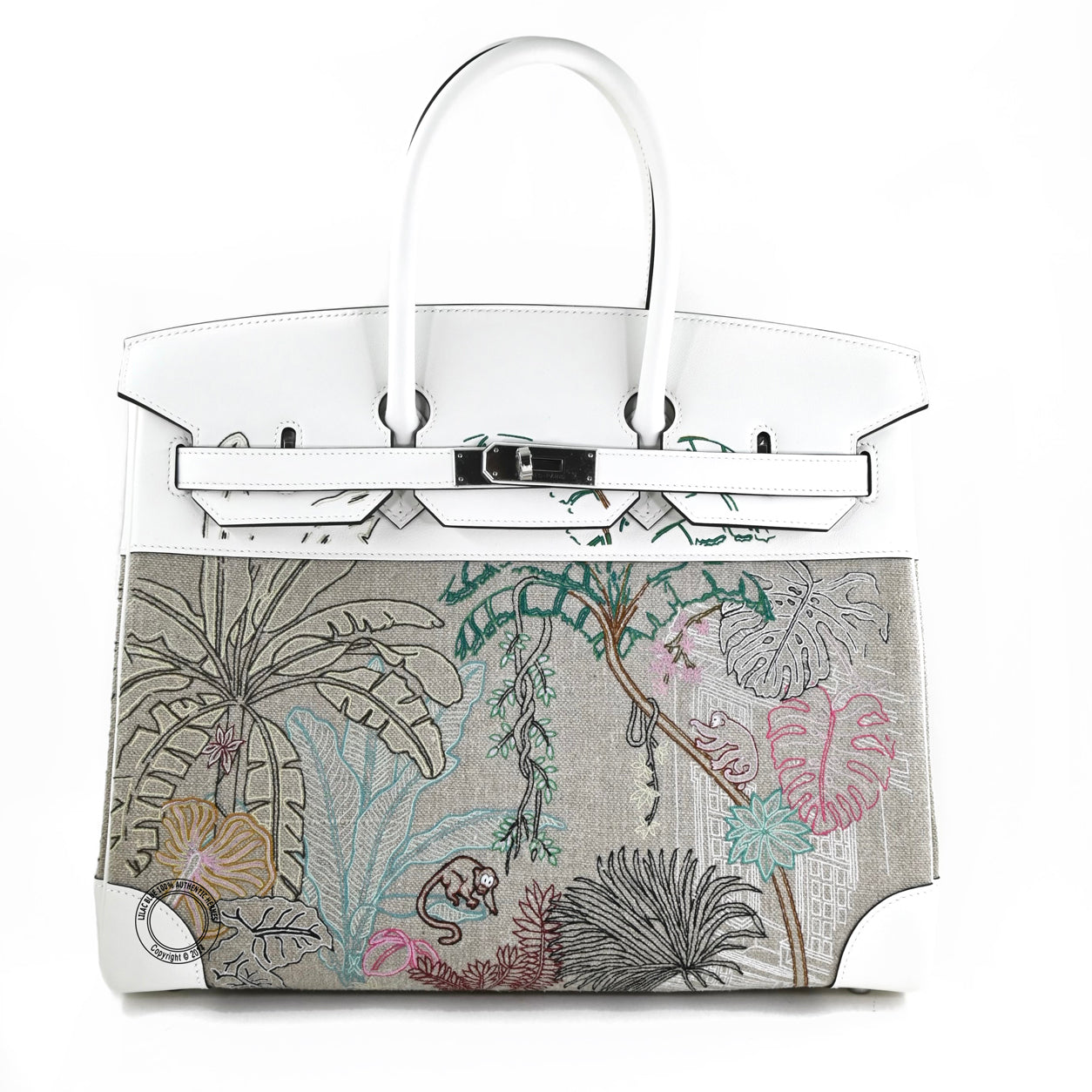 35cm White Birkin Faubourg Tropical Swift PHW