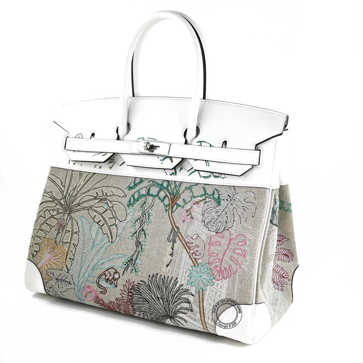 35cm White Birkin Faubourg Tropical Swift PHW