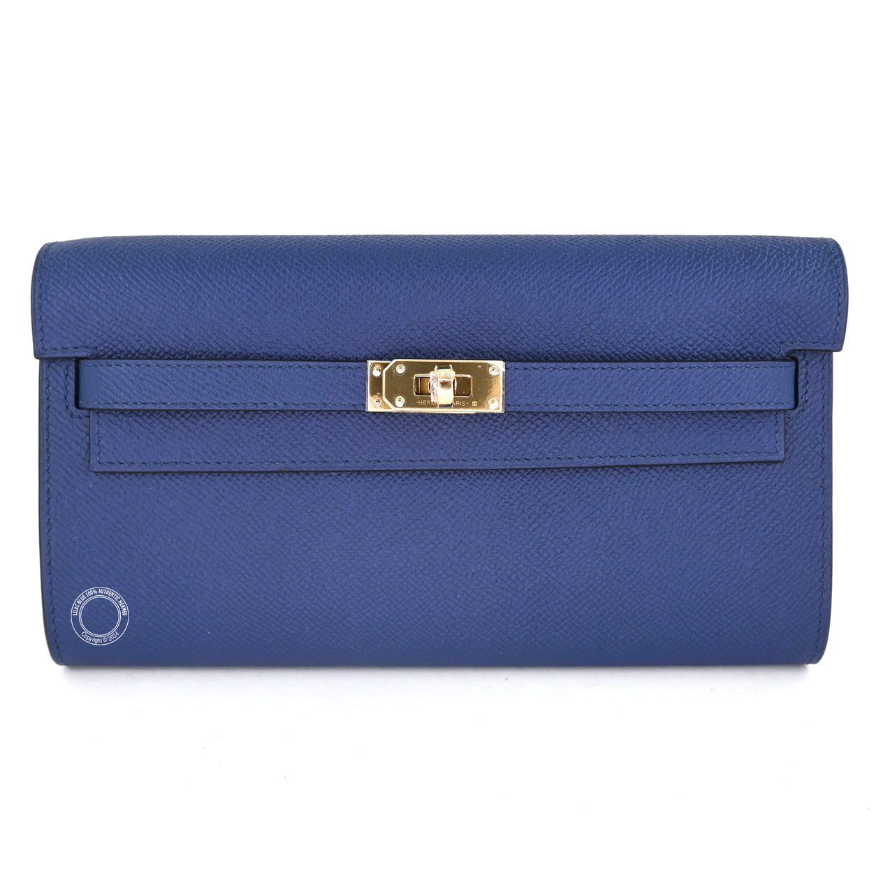 Kelly Wallet To Go Bleu Saphir Epsom GHW