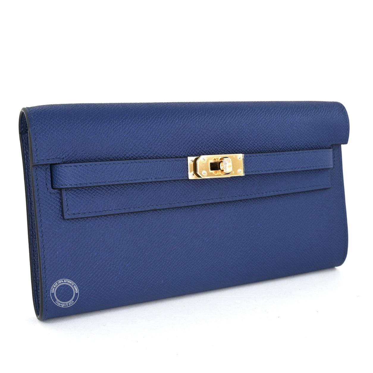 Kelly Wallet To Go Bleu Saphir Epsom GHW