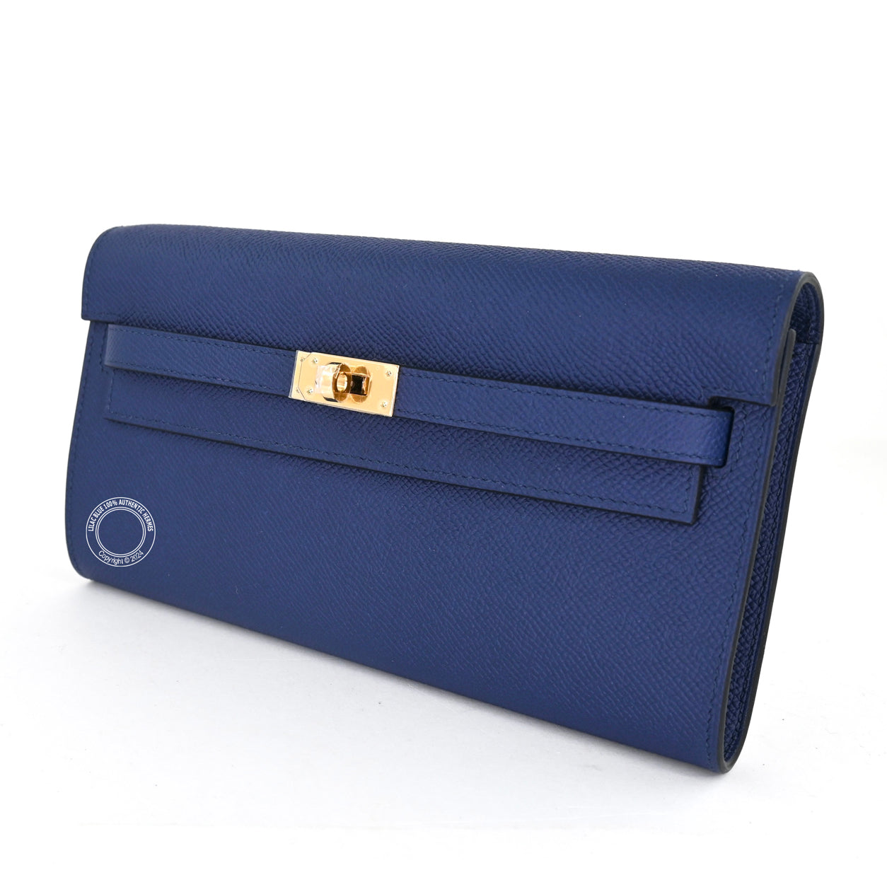 Kelly Wallet To Go Bleu Saphir Epsom GHW