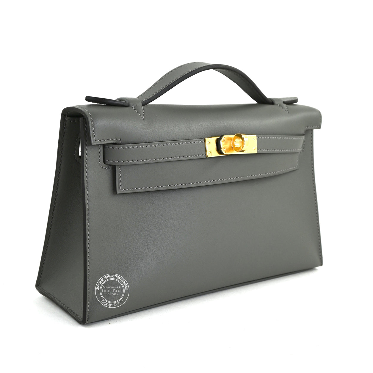 23547 Kelly 22cm Gris Meyer Pochette Swift GHW