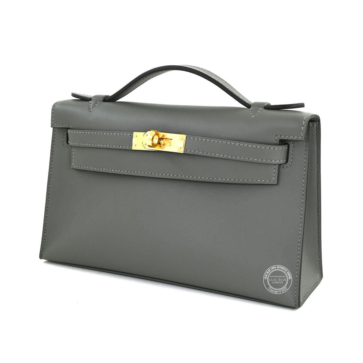 23547 Kelly 22cm Gris Meyer Pochette Swift GHW