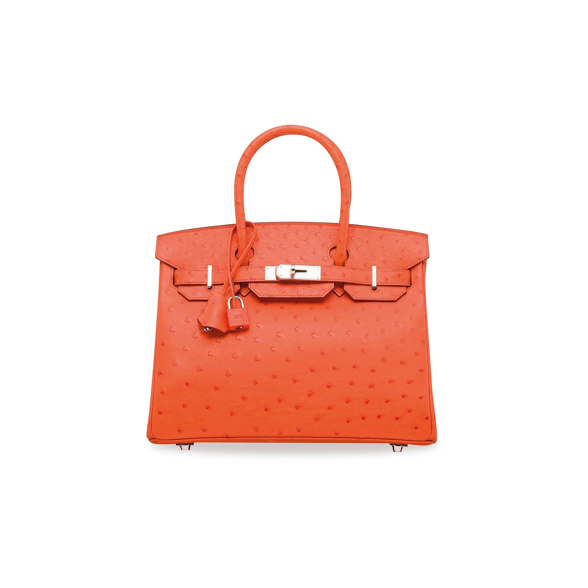 Hermes Birkin 30,Hermes Tangerine Ostrich Palladium Hardware A Stamp