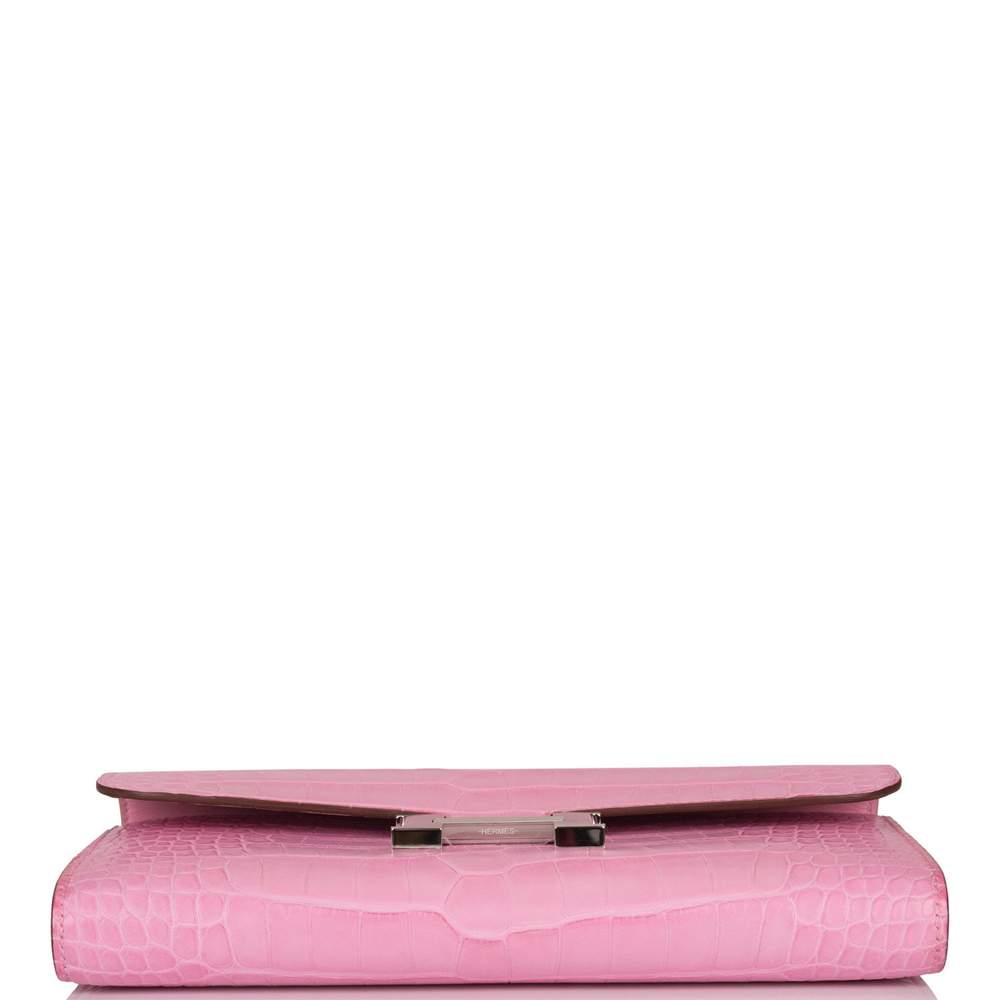 Hermès Bubblegum 5P Matte Alligator Constance Long Clutch Wallet Palladium Hardware
