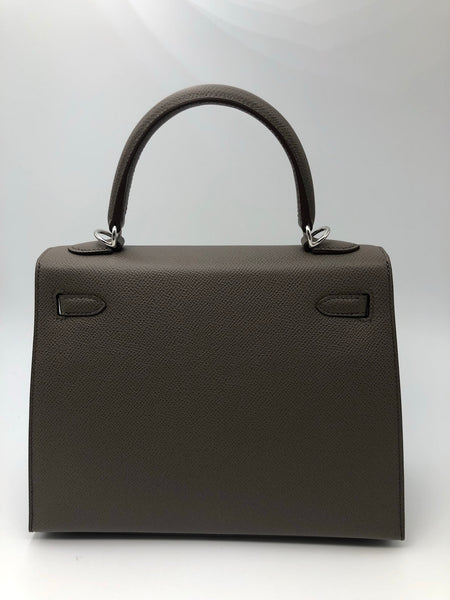 Hermes Kelly 25 Etain Epsom Palladium Hardware Pristine Outfitter