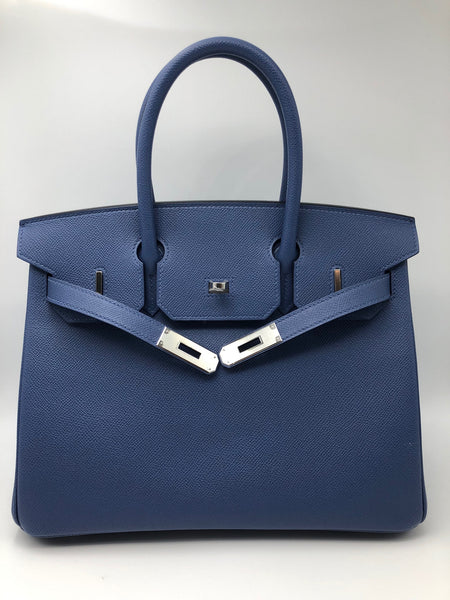 Hermes Birkin 30 Bleu Brighton Epsom Palladium Hardware #D