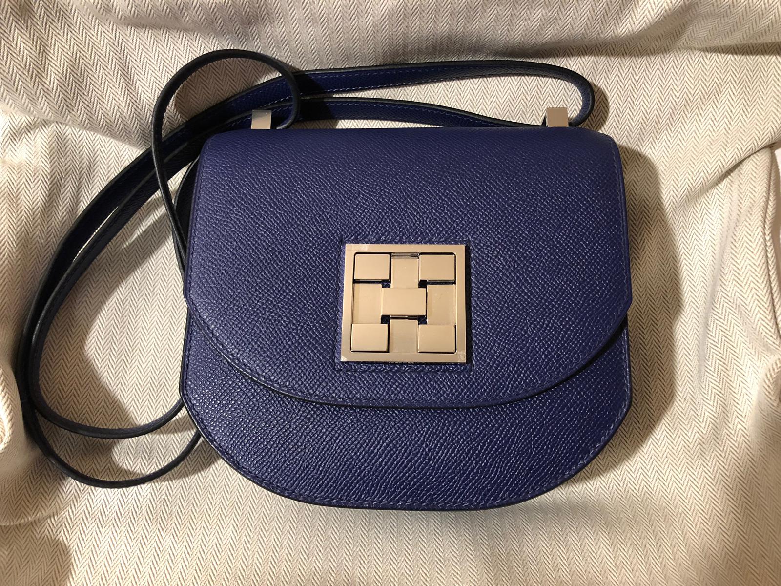 Hermes Mosaique Au 24-17 Bleu Encre Color Palladium Hardware