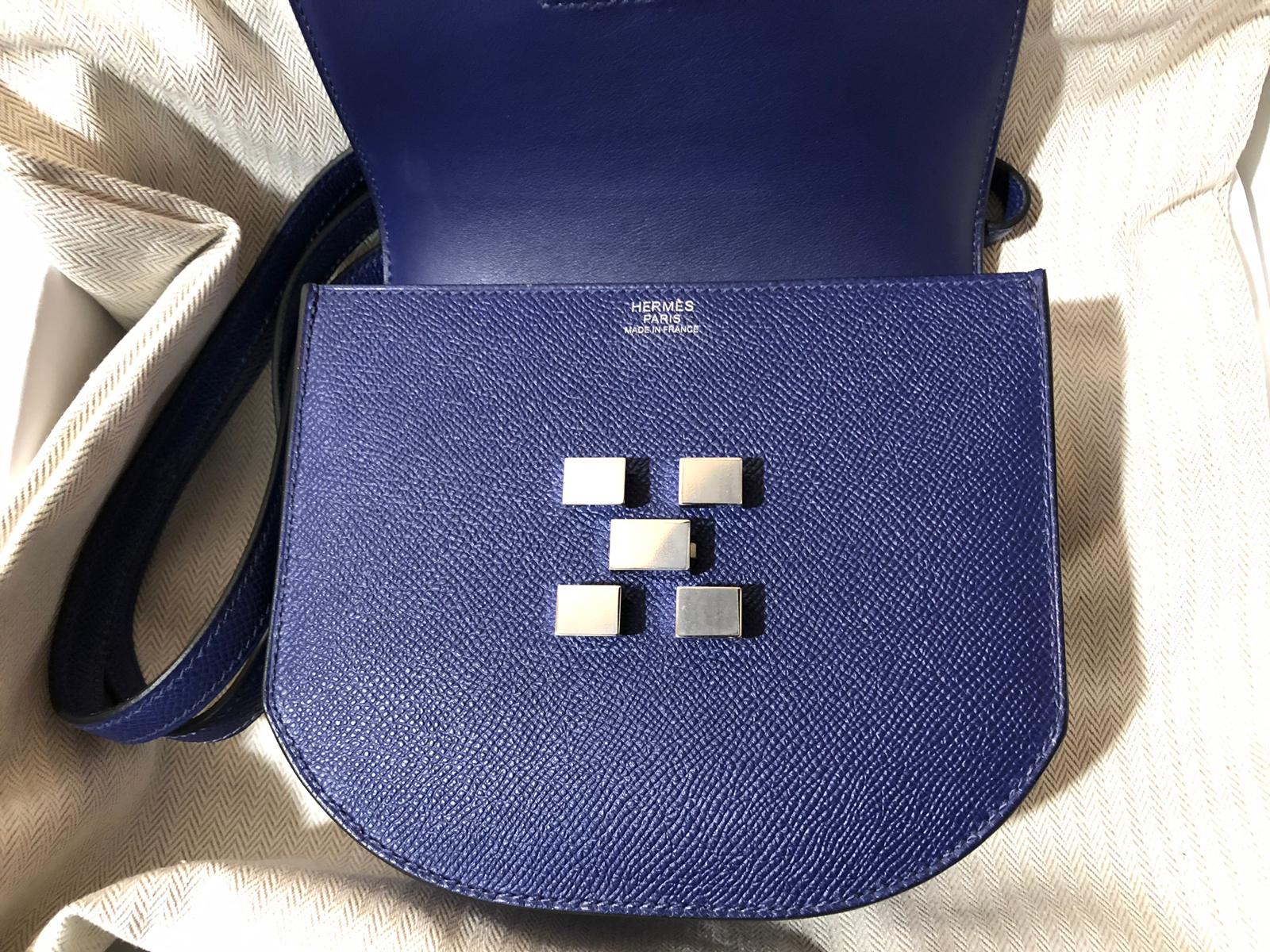 Hermes Mosaique Au 24-17 Bleu Encre Color Palladium Hardware