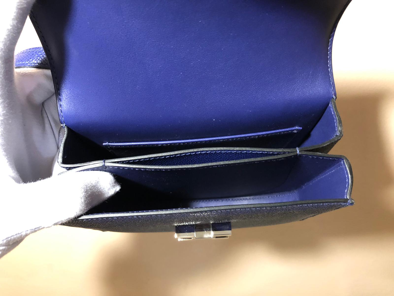 Hermes Mosaique Au 24-17 Bleu Encre Color Palladium Hardware