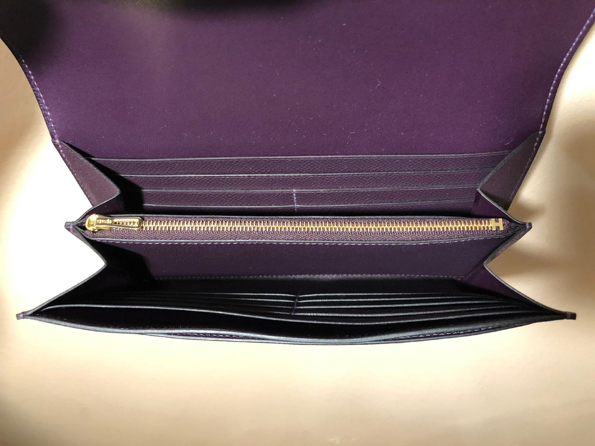 Hermes Constance Long Wallet Raisin Epsom Gold Hardware