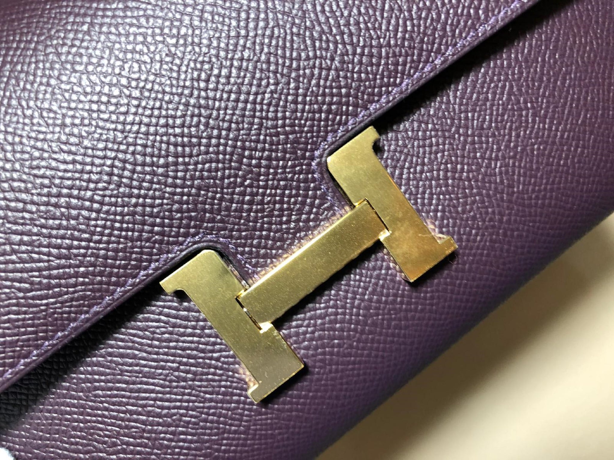 Hermes Constance Long Wallet Raisin Epsom Gold Hardware