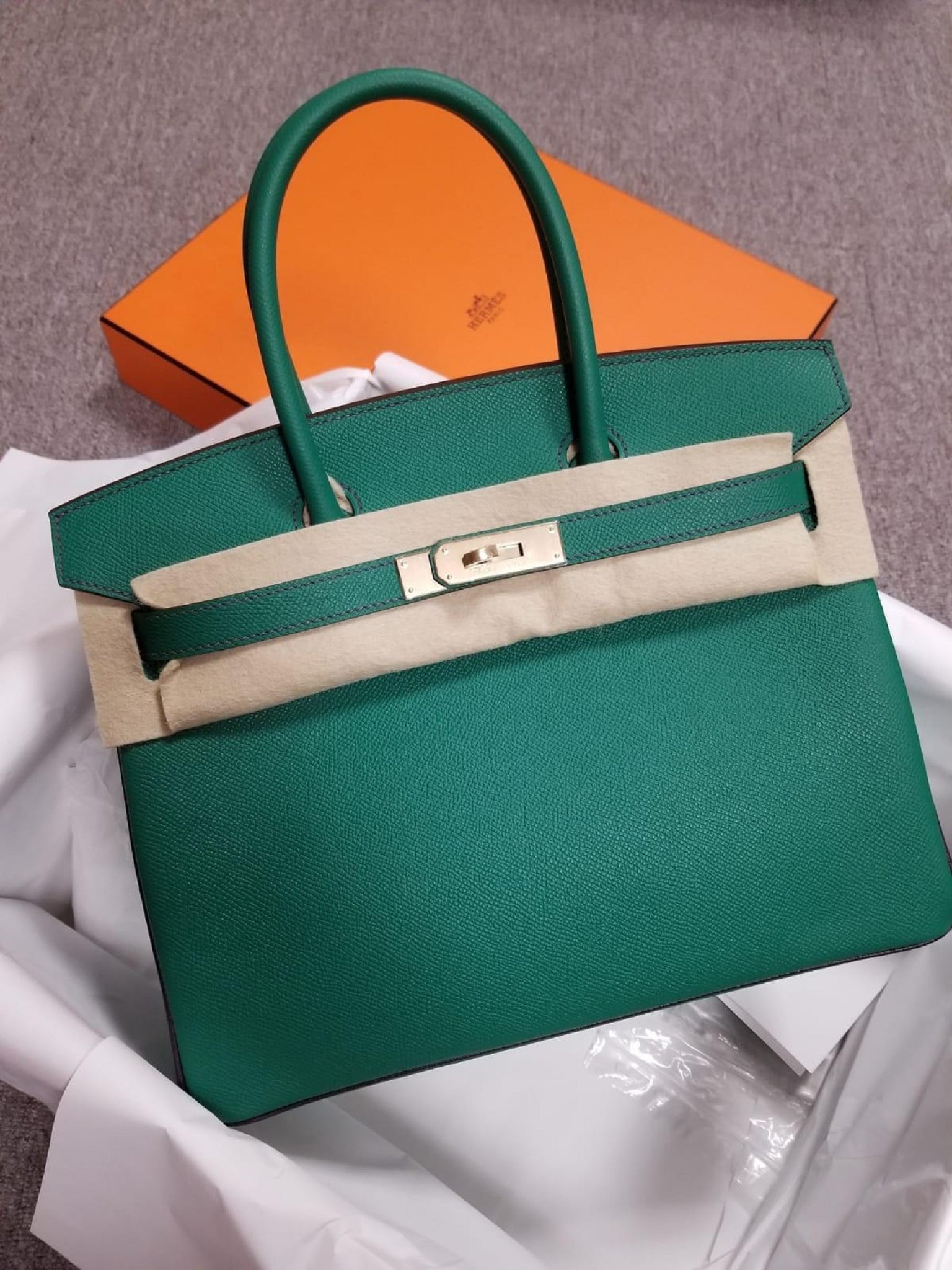 Hermes Birkin 30 HSS RGHW Blue Paon and Raisin (inside) Epsom with D Stamp