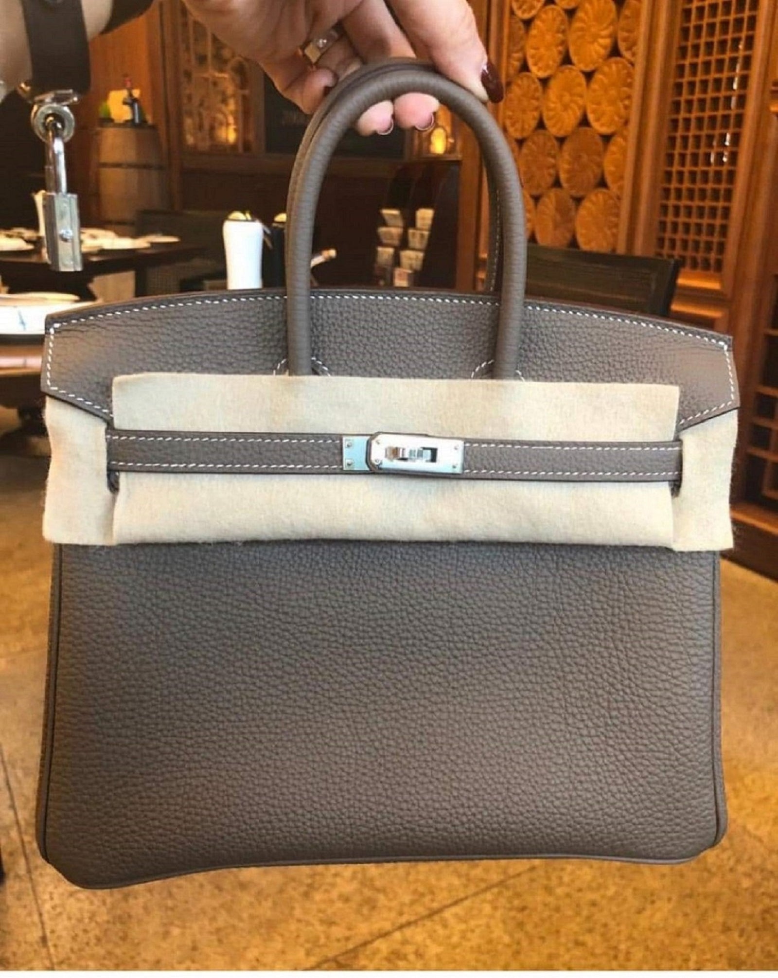 Hermes Birkin 30cm Etoupe Togo Palladium Hardware with D Stamp