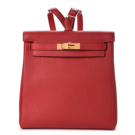 HERMES KELLY ADO BACKPACK TOGO ROUGE CASAQUE GOLD HARDWARE STAMPS D BRAND NEW