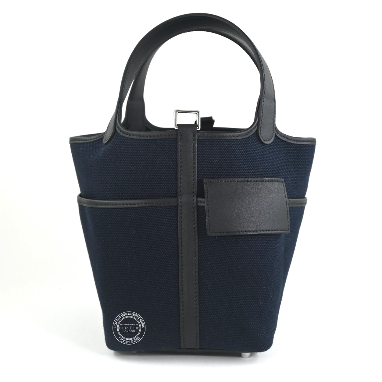 Hermes Picotin 18cm Bleu Marine Black Cargo Toile Swift PHW