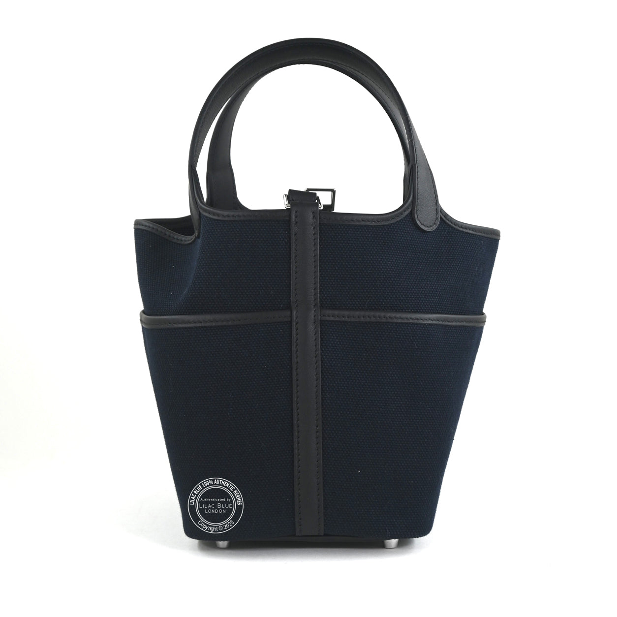 Hermes Picotin 18cm Bleu Marine Black Cargo Toile Swift PHW