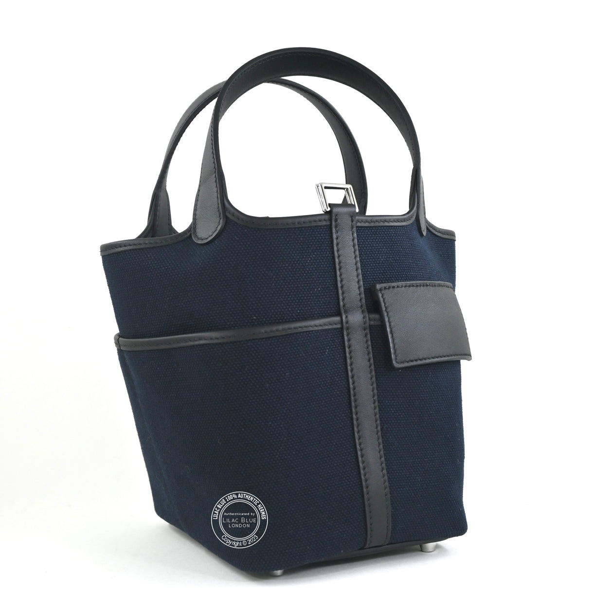 Hermes Picotin 18cm Bleu Marine Black Cargo Toile Swift PHW