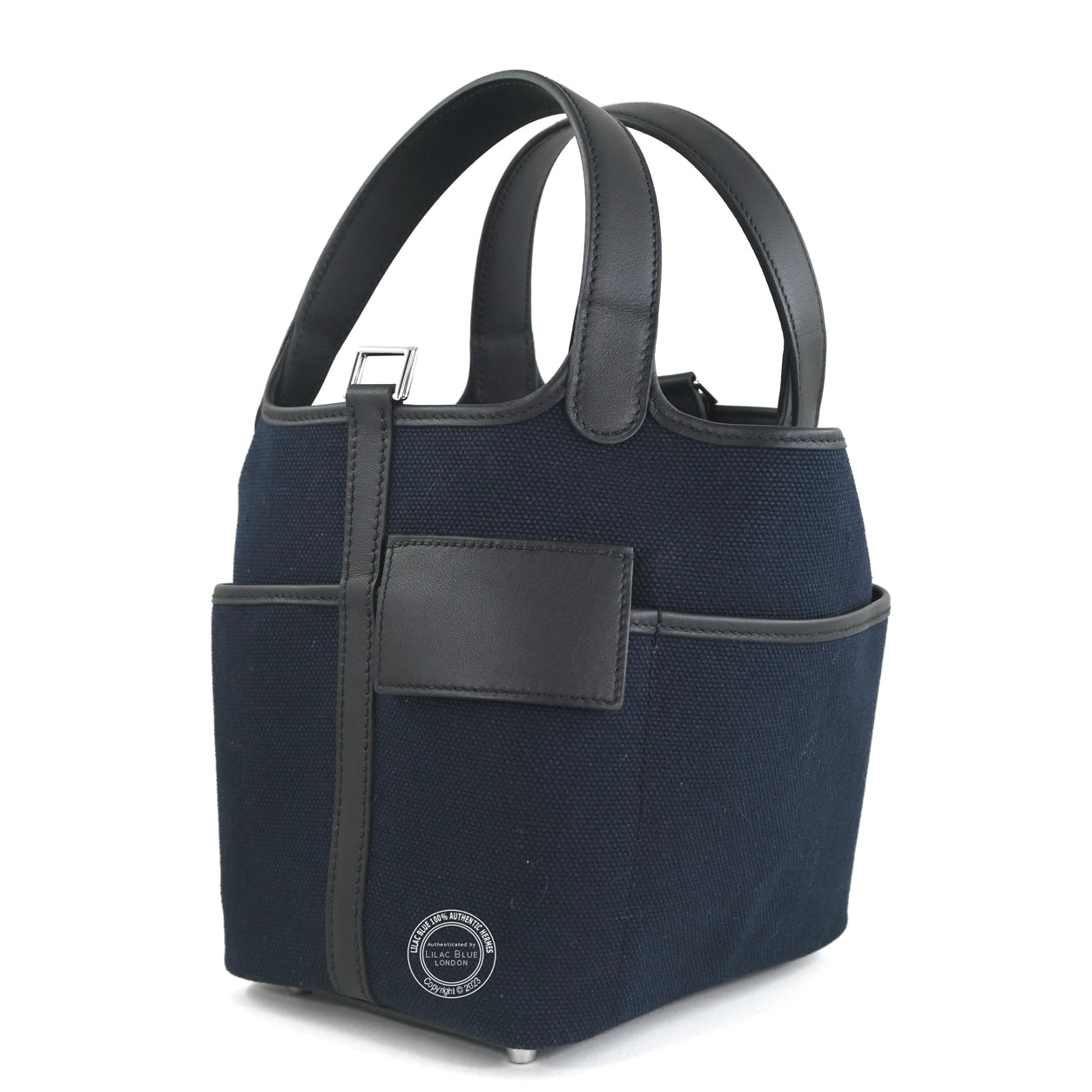 Hermes Picotin 18cm Bleu Marine Black Cargo Toile Swift PHW