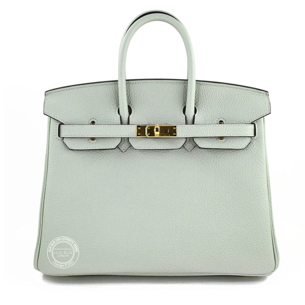 Hermes 25cm Gris Neve Birkin in Togo with Gold hardware 