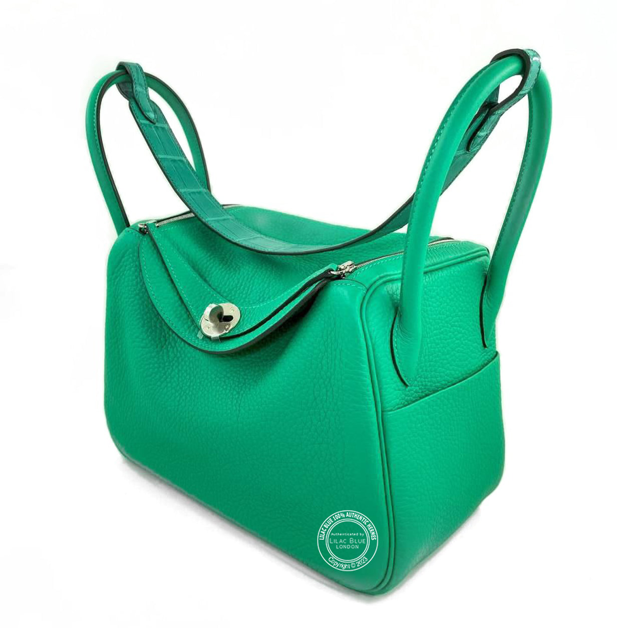  Hermes Lindy 26cm Menthe Vert Jade Touch Matte Croc Clemence PHW