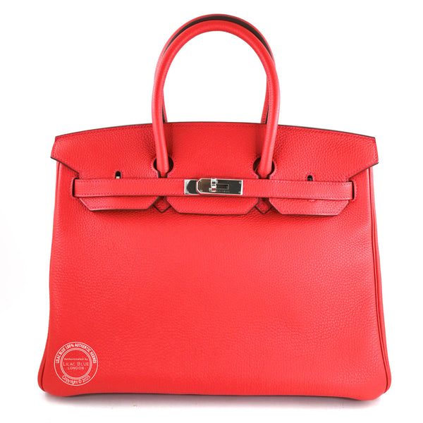 35cm Geranium Birkin in Togo with Palladium hardware r