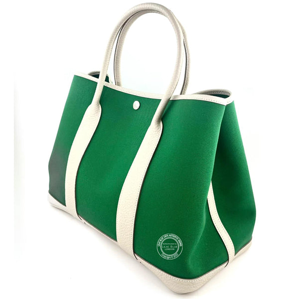 Hermes Garden Party 36cm Cactus Craie Canvas Cowhide PHW