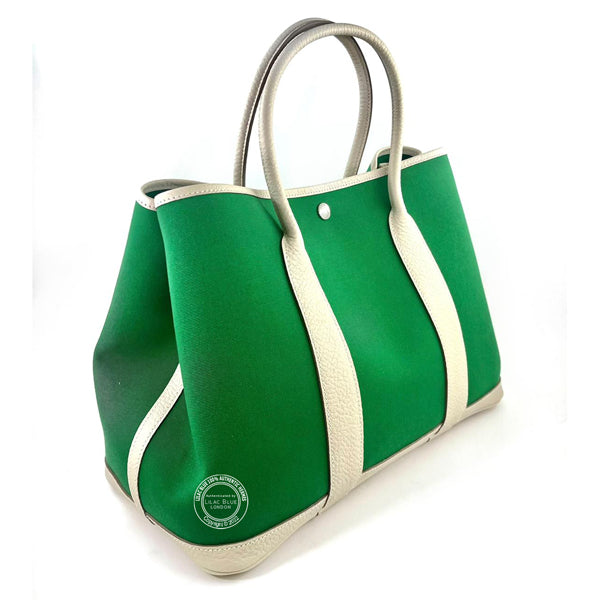 Hermes Garden Party 36cm Cactus Craie Canvas Cowhide PHW