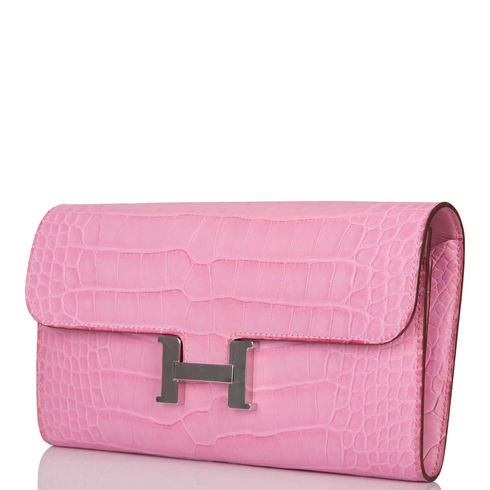 Hermes Constance Bag Alligator Leather Palladium Hardware In Pink