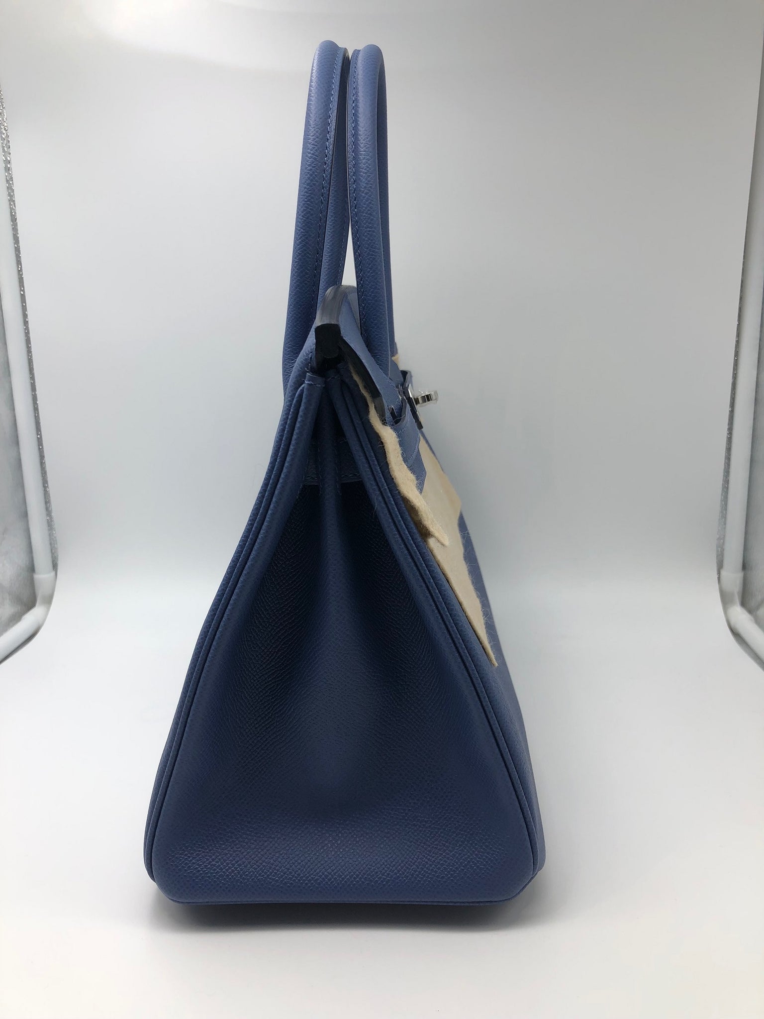 Hermes Birkin Handbag Blue Epsom with Palladium Hardware 30 Blue